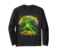 Dabbing Leprechaun Shamrock Rainbow Lucky Coins Maglia a Manica