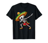 Dabbing Mexican skeleton Poncho Cinco de Mayo Let's Fiesta Maglietta