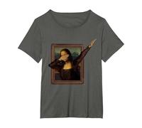 Dabbing Mona Lisa, Tee Dipinto | La Gioconda Maglietta, Donna Plus-Size, Asfalto, 1X