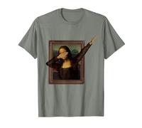 Dabbing Mona Lisa, Tee Dipinto | La Gioconda Maglietta, Uomo, Verde Militare mélange, M