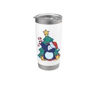 Dabbing Penguin Cappello di Babbo Natale Buon Natale Animale Natale Bicchiere termico in acciaio inox doppia parete