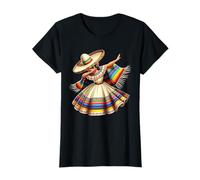 Dabbing Ragazza Messicana Poncho Cinco de Mayo Sombrero Dab Donne Maglietta