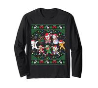 Dabbing Santa Elf Friends Christmas Lights Boys Girls Xmas Maglia a Manica