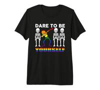 Dabbing Skeleton Dare To Be Yourself Gay LGBT Pride Month Maglietta Premium