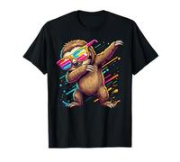 Dabbing Sloth Sunglasses Graphic Kids Boys Colorful Sloth Maglietta