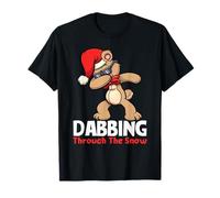 Dabbing Teddy Bear Natale Dabbing Attraverso la Neve Maglietta