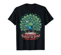 Dabbing Through The Snow Funny Peacock Christmas Bird Maglietta