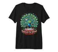 Dabbing Through The Snow Funny Peacock Christmas Bird Maglietta Premium