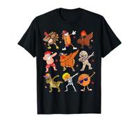 Dabbing Turkey Santa Pilgrim Thanksgiving Graphic Funny Dab Maglietta