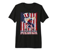Dabbing Uncle Sam America Flag Patriotic 4th of July Maglietta Premium