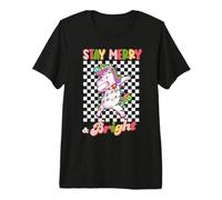 Dabbing Unicorn Stay Merry And Bright Christmas Groovy Xmas Maglietta Premium