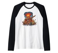Dabbing Volcano Geography Volcanologist Scary Dinosaur Maglia con Maniche Raglan