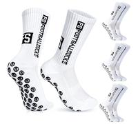 DabbOo 4 Paia Grip Socks Calze Calcio Calze Grip Calcio Stile Neutro Unisex Anti-attrito e Antiscivolo Adatti per Corsa, Arrampicata, Basket, Arrampicata su Roccia, Ciclismo (Bianchi)