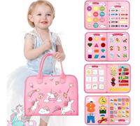 DabbOo Libro Montessori Interattivo Quiet Book 2 Anni Giocattoli in Feltro Giocattoli Sensoriali per Bambini da 1 a 4 Anni, Tavola per Lo Sviluppo delle capacità Motorie per Viaggi, Automobili, Aerei