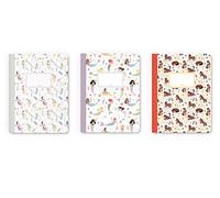 dabelino® Set di 3 quaderni A5 per bambini/bambine: a righe (sirena, fata, elfo, cavallo) - quaderno per compiti a casa, quaderno per scrivere e regalo per la scuola