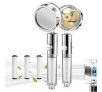 Dabeto Soffione doccia a risparmio d'acqua, soffione doccia a elica con filtro, doccetta girevole a 360°, soffione doccia a risparmio energetico con funzione di arresto, soffione doccia contro il