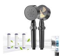 Dabeto Soffione doccia a risparmio d'acqua, soffione doccia a elica con filtro, doccetta girevole a 360°, soffione doccia a risparmio energetico con funzione di arresto, soffione doccia contro il