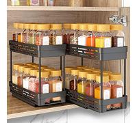 DABIGE Organizer per spezie estraibili, 2 ripiani, Nero, 10,33 x 10,43 x 17,87 cm, per Armadio, Cucina, Organizzazione cucina, conservazione spezie