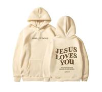 DabinFa Jesus Sweatshirt,Jesus Loves You Hoodie,Christian Faith Sweatshirts Gift for Men WomenJesus Hoodies (Khaki,XL)