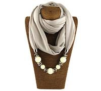 Dabixx, sciarpa ad anello con fazzoletto, da donna, per il collo, collana con perline, scialle con gioielli in tinta unita, Poliestere, 12#, 160cm(62.99in)