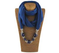 Dabixx, sciarpa ad anello con fazzoletto, da donna, per il collo, collana con perline, scialle con gioielli in tinta unita, Poliestere, 9#, 160cm(62.99in)