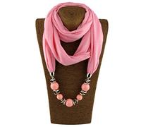 Dabixx, sciarpa ad anello con fazzoletto, da donna, per il collo, collana con perline, scialle con gioielli in tinta unita, Poliestere, 7#, 160cm(62.99in)