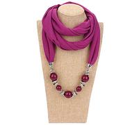 Dabixx, sciarpa ad anello con fazzoletto, da donna, per il collo, collana con perline, scialle con gioielli in tinta unita, Poliestere, 15#, 160cm(62.99in)