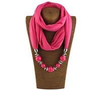 Dabixx, sciarpa ad anello con fazzoletto, da donna, per il collo, collana con perline, scialle con gioielli in tinta unita, Poliestere, 6#, 160cm(62.99in)