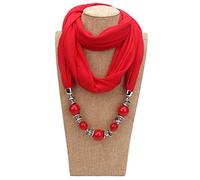 Dabixx, sciarpa ad anello con fazzoletto, da donna, per il collo, collana con perline, scialle con gioielli in tinta unita, Poliestere, 14#, 160cm(62.99in)