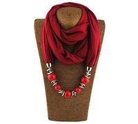 Dabixx, sciarpa ad anello con fazzoletto, da donna, per il collo, collana con perline, scialle con gioielli in tinta unita, Poliestere, 5#, 160cm(62.99in)