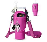 dabria Borsa porta bottiglia d'acqua con tasca per telefono per Stanley 40/30 once Tumbler neoprene bottiglia d'acqua sacchetto con cinghia regolabile Bollus con copertura per cannuccia e moschettone