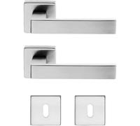 DACAN PROTECTION Coppia Maniglie Per Porte Interne, Maniglia porta interna stile moderno Quadrata, complete di fissaggio e bocchette (Cromo Satinato)