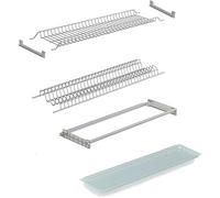 DACAN PROTECTION Kit Scolapiatti in acciaio cromo opaco - Con Vaschetta Raccogligocce e Supporti Laterali da incasso - Design Elegante e Resistente per Cucina Ordinata e Asciutta (76 cm)