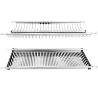 DACAN PROTECTION SCOLAPIATTI in acciaio inox 18/10 con vaschetta e portabicchieri 76 cm per pensile da 80 cm, griglia portapiatti, Elegante e Funzionale - Made in Italy