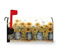 Dacawin Coperture magnetiche per cassette postali estive con fiori gialli di grandi dimensioni, copertura per cassetta postale oversize estiva floreale, decorazione per cassetta postale, impermeabile,