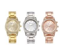 Dacdyi 3 Pz Orologi All'ingrosso Eleganti Orologi Diamante per Le Donne Classico Quadrante Rotondo Reore Lunetta Analogico Al Quarzo Orologi, Oro, moderno
