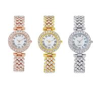 Dacdyi 3Pcs Donne All'ingrosso Orologi Elegante Diamante Bracciale Bracciale Analogico Al Quarzo Orologio Da, Argento, moderno