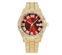 Dacdyi Donne Uomini di Lusso All'ingrosso Guarda Moda Diamante Quarzo Bracciale Orologi, Rosso Dorato, classico