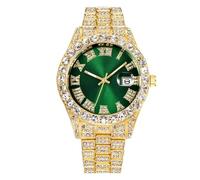 Dacdyi Donne Uomini di Lusso All'ingrosso Guarda Moda Diamante Quarzo Bracciale Orologi, Verde Dorato