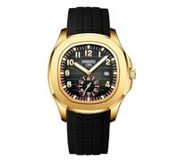 Dacdyi Orologio classico da uomo, quadrante luminoso con funzione data, cinturino in silicone, impermeabile, al quarzo, nero