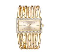 Dacdyi Orologio da polso analogico al quarzo con cinturino in cristallo, elegante, per donne e ragazze, Oro, Moda