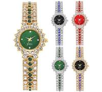 Dacdyi Orologio da polso analogico al quarzo da donna, 5 pezzi, elegante braccialetto con cristalli, Multicolore, Elegante