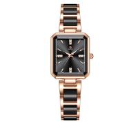 Dacdyi Orologio da polso nero elegante da donna, impermeabile, al quarzo, bianco, vintage, con quadrante rettangolare, nero