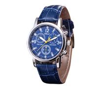 Dacdyi Uomini e Donne All'ingrosso Orologi Elegante Casual In Pelle Quarzo Orologio Da Polso Quadrante Rotondo, Blu