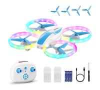 Dacene Drone per Bambini con 5 Modalità di Luci LED, Mini Droni Telecomandati RC Quadricottero per Principianti, Mantenimento dell'altitudine/360 Flip/3 Velocità, Giochi Regalo Bambino 8+ Anni (Blu)