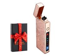 Dachance Accendino elettrico personalizzato regalo antivento ricaricabile USB doppio arco per campeggio regalo di San Valentino (drago dorato)