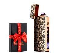 Dachance Accendino Elettrico USB Plasma Ricaricabile - Indicatore Batteria, Antivento, Senza Fiamma, Dual Arco per Candele/Grill (Natura)