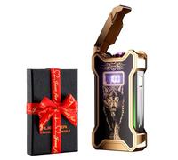 Dachance Electric Lighter for Men Dad Him Digital Counter Bettary Display Windproof Flameless Plasma USB Rechargeable Arc Birthday Gifts for Men, Boyfriend, Husband (Lupo)