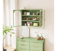 DACHETOU Armadietto moderno a due ante verde, 23 x 60 x 70 cm, con ante in vetro e tre ripiani, pensile con caratteristico motivo a tessitura