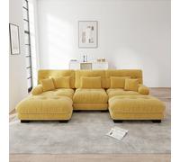 DACHETOU Divano angolare modulare - Divano cloud a forma di U oversize per soggiorno, giallo, sedile profondo, divano letto trasformabile con ottomano